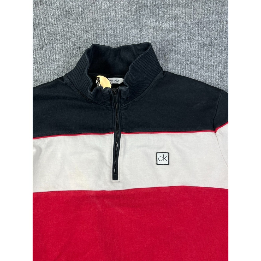 Calvin Klein Sweatshirt Mens Medium Multicolor Cotton Colorblock Quarter Zip - Picture 8 of 13
